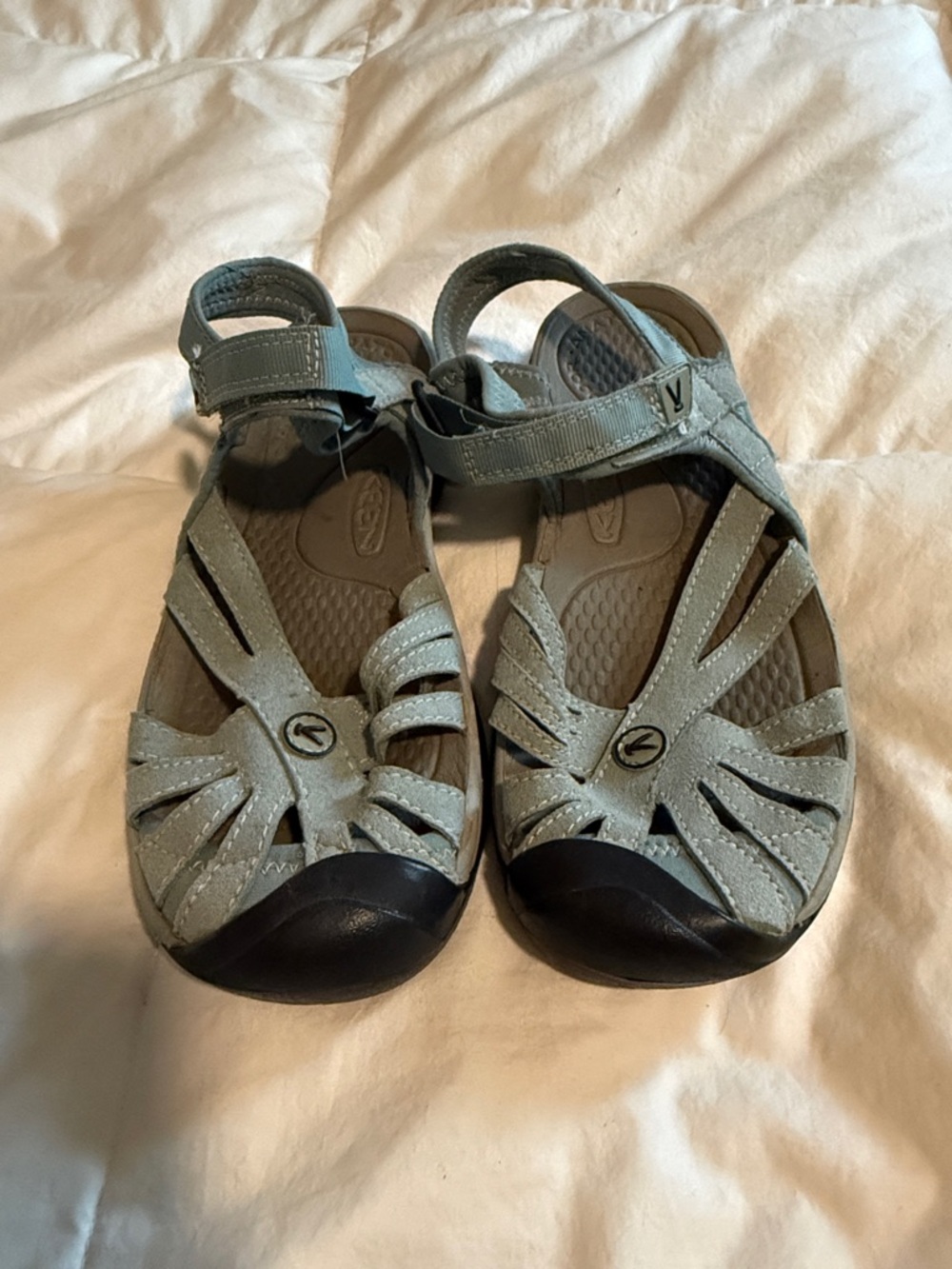 Keen Light Gray Strappy Closed-Toe Outdoor Sandals